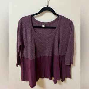 Free People-We the Free Long Sleeve Waffle Knit Flowy Over sized Plum Shirt - XS